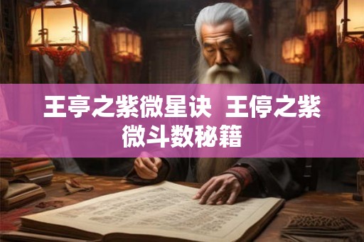 王亭之紫微星诀  王停之紫微斗数秘籍