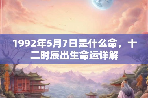 1992年5月7日是什么命，十二时辰出生命运详解