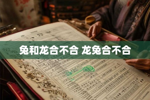 兔和龙合不合 龙兔合不合