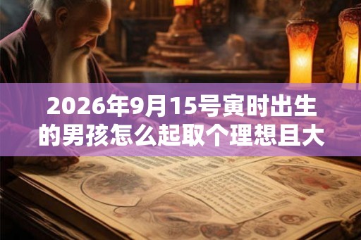 2026年9月15号寅时出生的男孩怎么起取个理想且大气的名字和五行属性