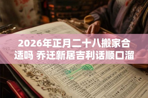 2026年正月二十八搬家合适吗 乔迁新居吉利话顺口溜