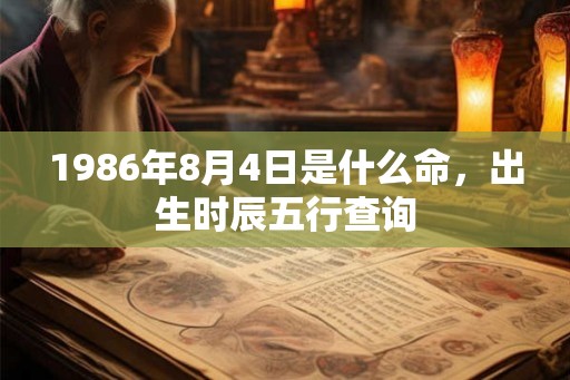1986年8月4日是什么命，出生时辰五行查询
