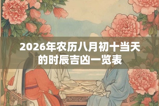 2026年农历八月初十当天的时辰吉凶一览表