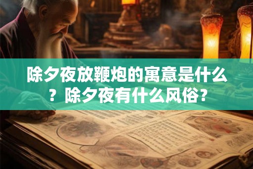 除夕夜放鞭炮的寓意是什么？除夕夜有什么风俗？