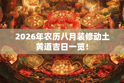 2026年农历八月装修动土黄道吉日一览！
