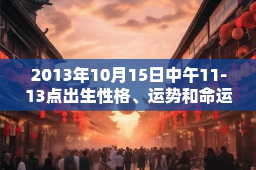 2013年10月15日中午11-13点出生性格、运势和命运