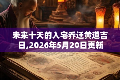 未来十天的入宅乔迁黄道吉日,2026年5月20日更新