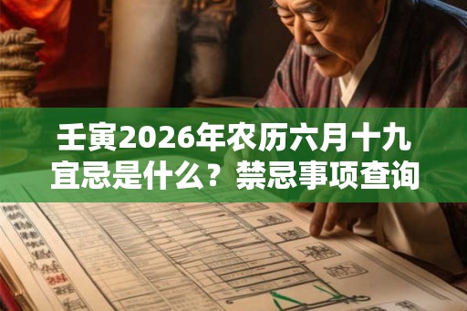 壬寅2026年农历六月十九宜忌是什么？禁忌事项查询