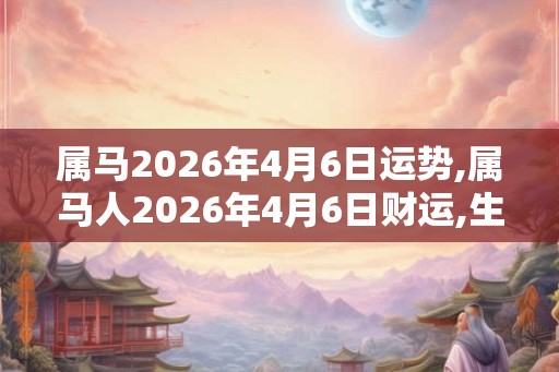 属马2026年4月6日运势,属马人2026年4月6日财运,生肖马2026年4月6日运势