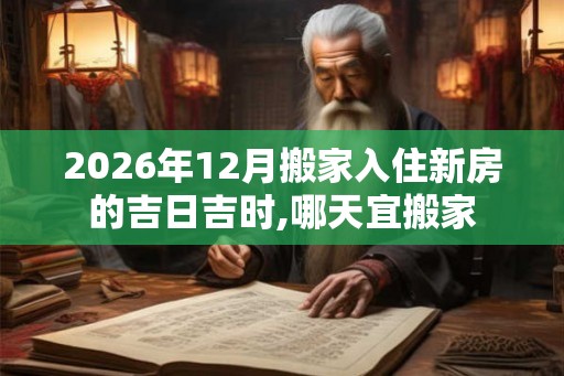 2026年12月搬家入住新房的吉日吉时,哪天宜搬家