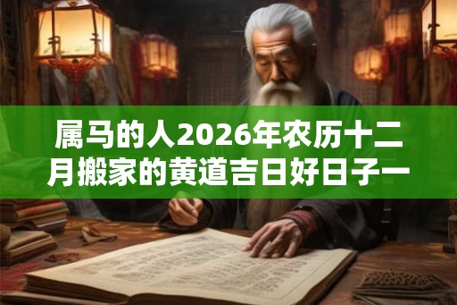 属马的人2026年农历十二月搬家的黄道吉日好日子一览！