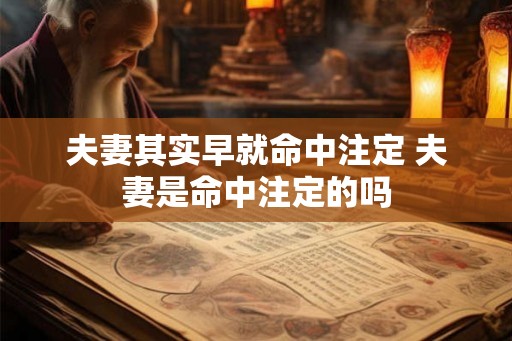 夫妻其实早就命中注定 夫妻是命中注定的吗