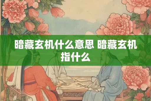 暗藏玄机什么意思 暗藏玄机指什么