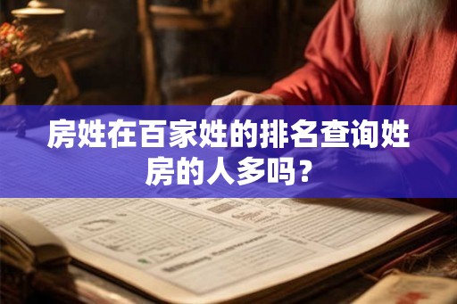 房姓在百家姓的排名查询姓房的人多吗? 房姓在百家姓的排名查询姓房的人多吗?
