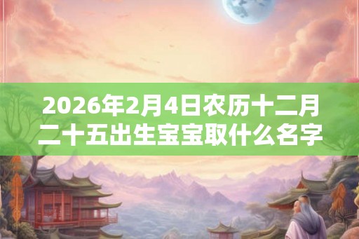 2026年2月4日农历十二月二十五出生宝宝取什么名字