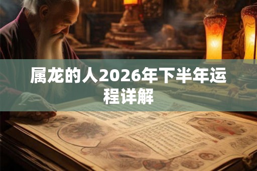 属龙的人2026年下半年运程详解