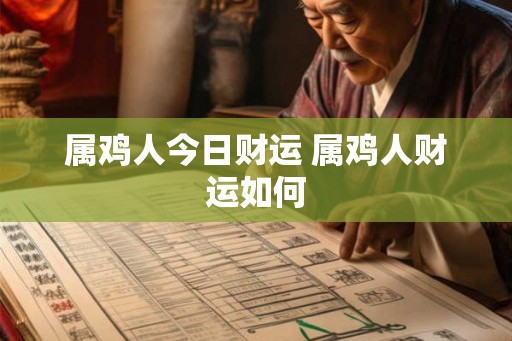 属鸡人今日财运 属鸡人财运如何