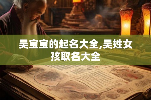 吴宝宝的起名大全,吴姓女孩取名大全