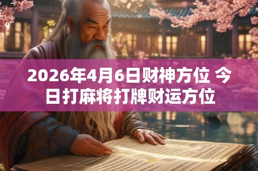 2026年4月6日财神方位 今日打麻将打牌财运方位