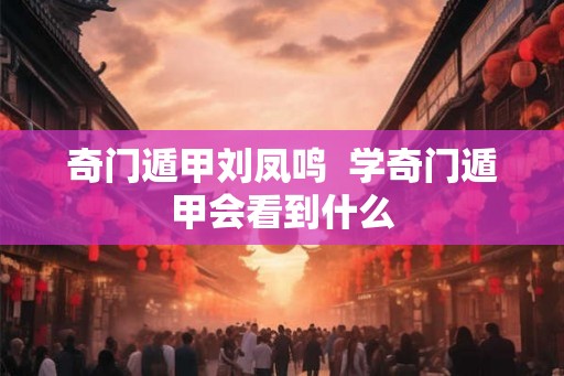 奇门遁甲刘凤鸣  学奇门遁甲会看到什么