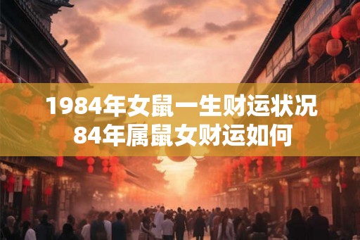 1984年女鼠一生财运状况 84年属鼠女财运如何