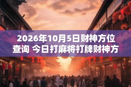 2026年10月5日财神方位查询 今日打麻将打牌财神方位