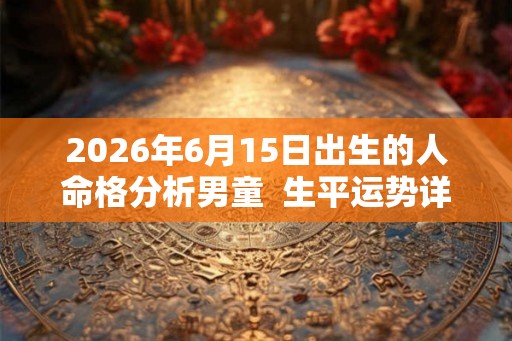 2026年6月15日出生的人命格分析男童  生平运势详解