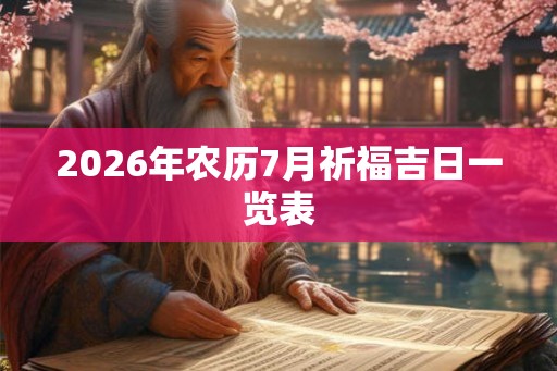 2026年农历7月祈福吉日一览表