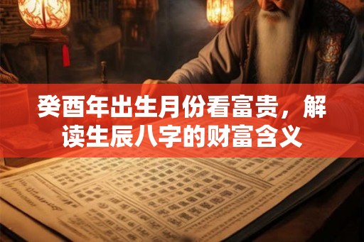 癸酉年出生月份看富贵，解读生辰八字的财富含义