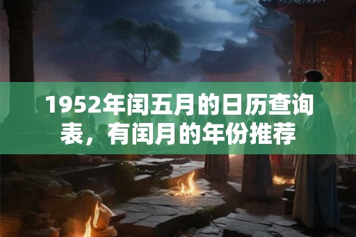 1952年闰五月的日历查询表，有闰月的年份推荐