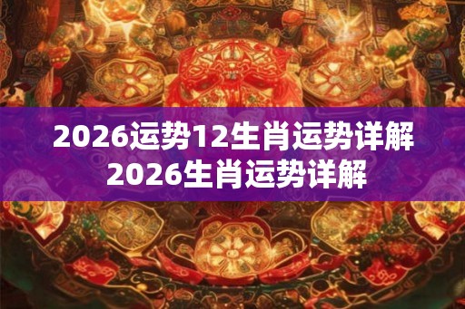 2026运势12生肖运势详解 2026生肖运势详解