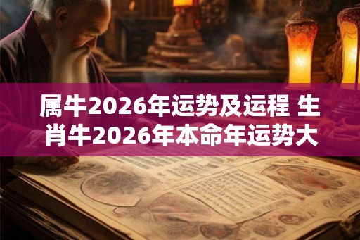 属牛2026年运势及运程 生肖牛2026年本命年运势大全！