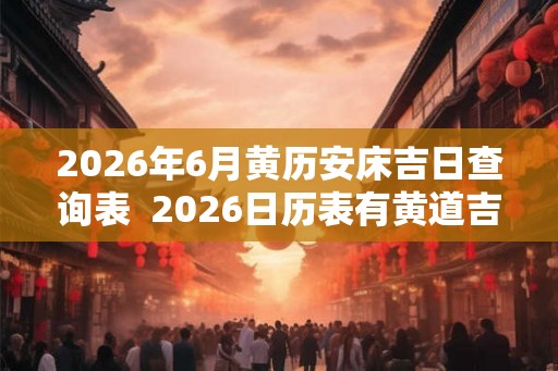 2026年6月黄历安床吉日查询表  2026日历表有黄道吉日
