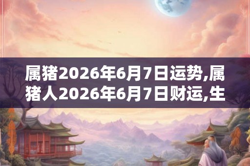 属猪2026年6月7日运势,属猪人2026年6月7日财运,生肖猪2026年6月7日运势