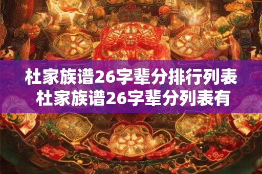 杜家族谱26字辈分排行列表 杜家族谱26字辈分列表有哪些