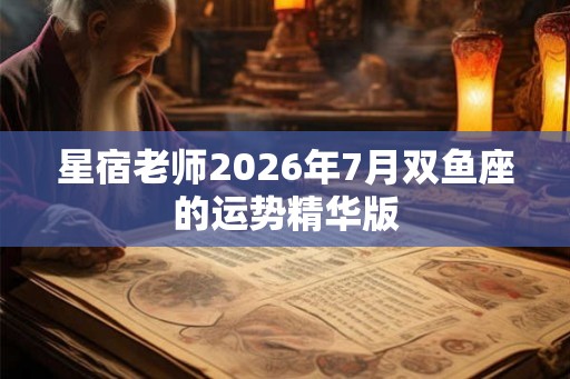 星宿老师2026年7月双鱼座的运势精华版