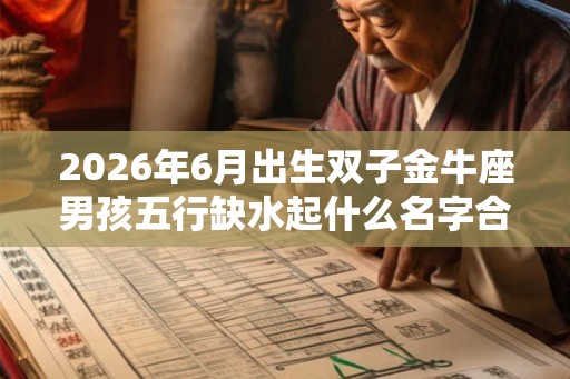 2026年6月出生双子金牛座男孩五行缺水起什么名字合适