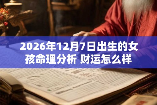 2026年12月7日出生的女孩命理分析 财运怎么样