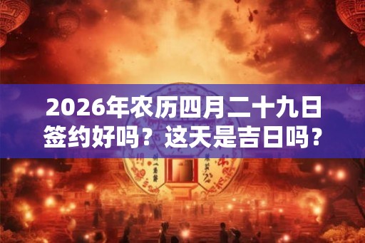 2026年农历四月二十九日签约好吗？这天是吉日吗？