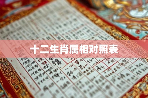 十二生肖属相对照表