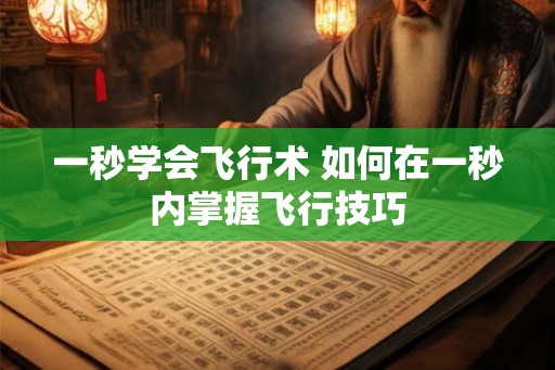 一秒学会飞行术 如何在一秒内掌握飞行技巧
