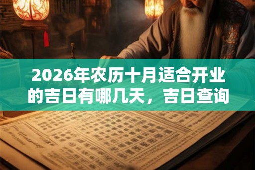 2026年农历十月适合开业的吉日有哪几天，吉日查询一览！