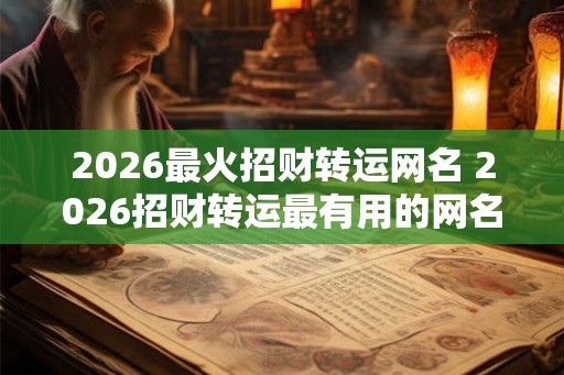 2026最火招财转运网名 2026招财转运最有用的网名是什么