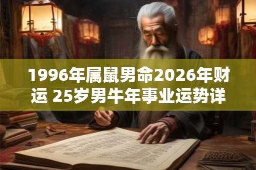 1996年属鼠男命2026年财运 25岁男牛年事业运势详解
