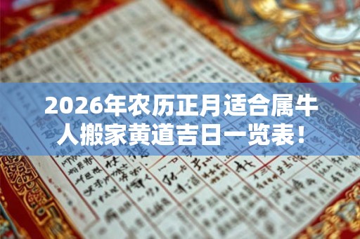 2026年农历正月适合属牛人搬家黄道吉日一览表! 2026年农历正月适合属牛人搬家黄道吉日一览表!