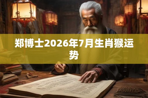 郑博士2026年7月生肖猴运势