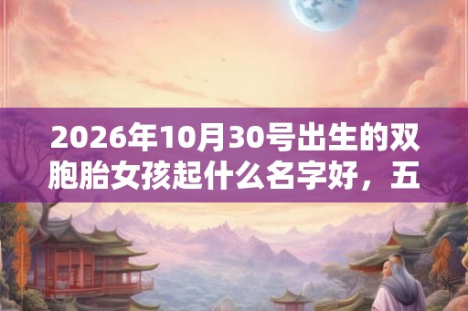 2026年10月30号出生的双胞胎女孩起什么名字好，五行属什么？