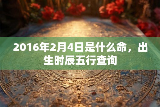 2016年2月4日是什么命，出生时辰五行查询