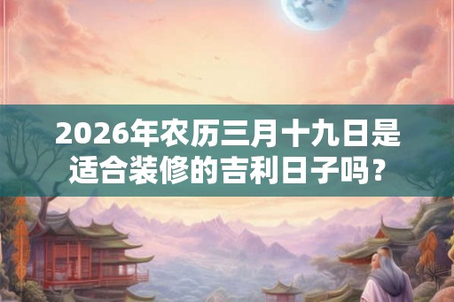 2026年农历三月十九日是适合装修的吉利日子吗？