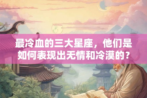最冷血的三大星座，他们是如何表现出无情和冷漠的？